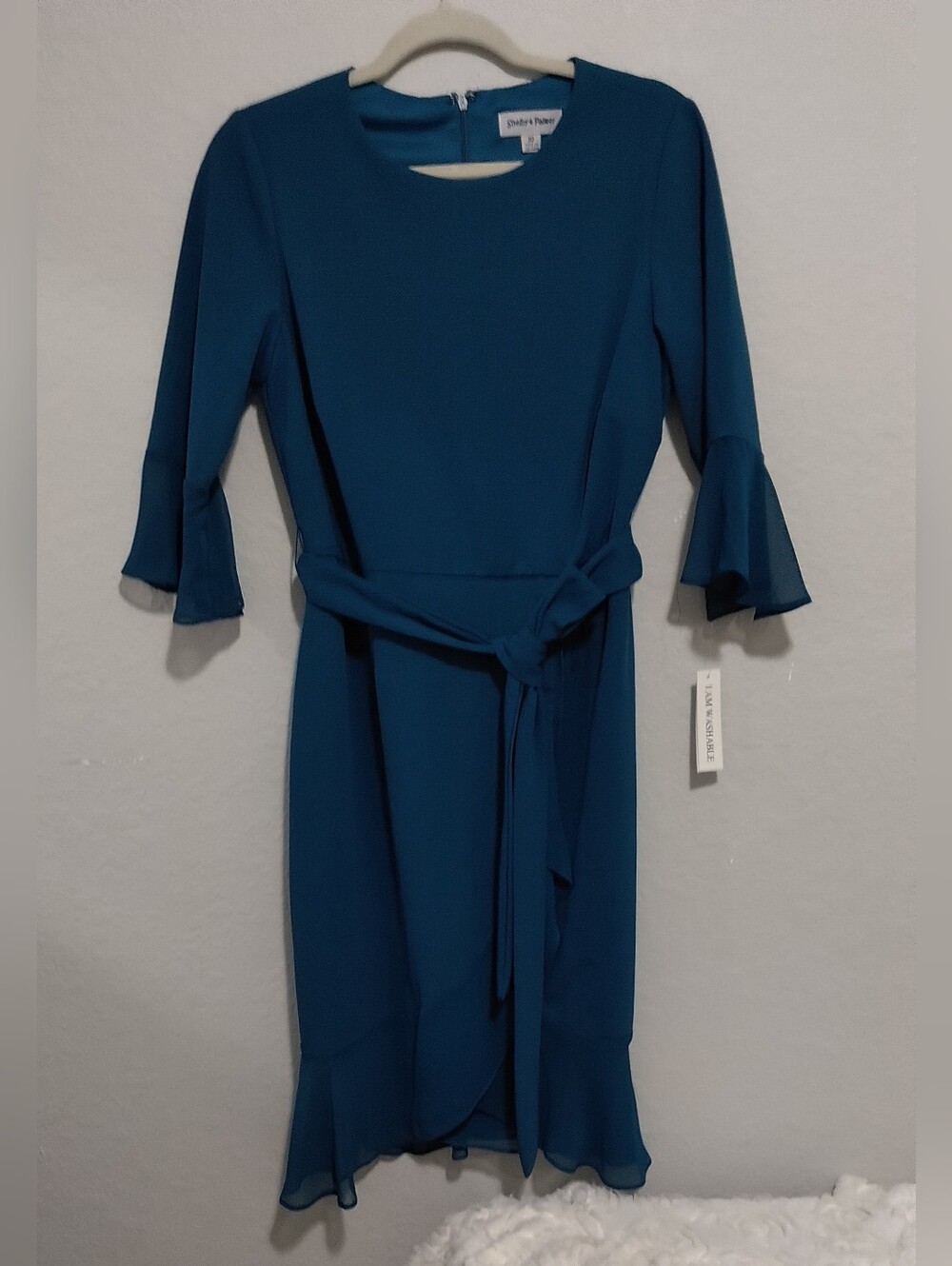 Shelby & Palmer Teal Midi Dress with Tie Waist